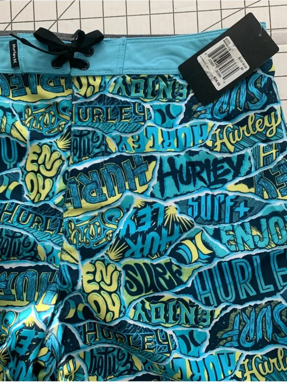 NEW SIZE 20 Boys Ripped Sticker Boardshort in Blue Gaze MSRP $38 - Picture 4 of 8